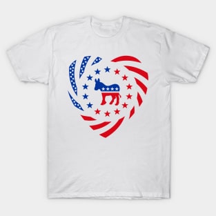 Democratic Murican Patriot Flag Series (Heart) T-Shirt